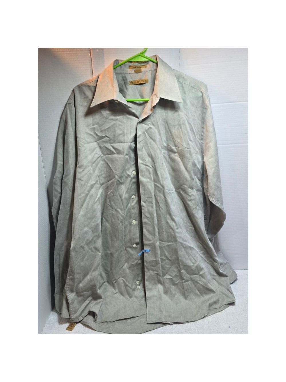 Men's MILANO UOMO Gray Casual Button Down Shirt Neck 16.5